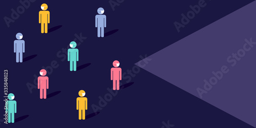Coronavirus, 2019-nCoV, COVID-19, People wearing surgical mask maintain social distancing, society people to protect, self quarantine concept on purple background, isolated, vector illustration