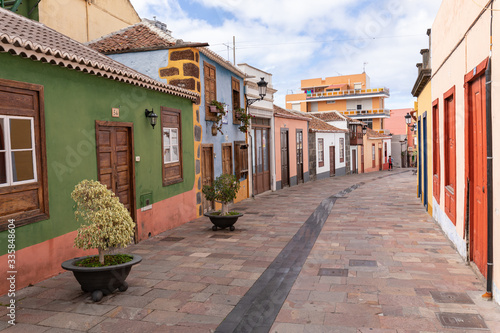 Beautiful colorful streets of old colonial town in Los Llanos de Aridane in La Palma Island, Canary Islands, Spain. photo
