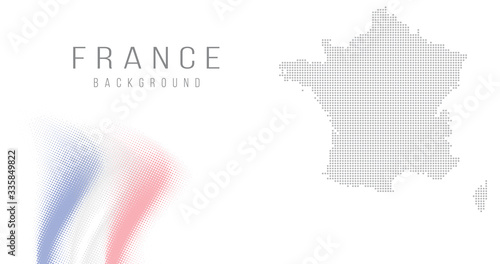 France country map backgraund made from halftone dot pattern, Flag concept. Vector illustration isolated on white background