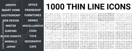 Valokuva Big set of 1000 thin line icon