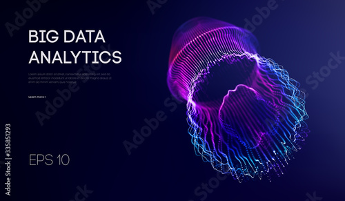 Big data visualization. Background 3d .Big data connection background. Cyber technology Ai tech wire network futuristic wireframe data visualisation. Vector illustration . Artificial intelligence .