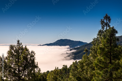 Beautiful landscape of the mountains under clouds in La Palma, Canary Islands, Spain