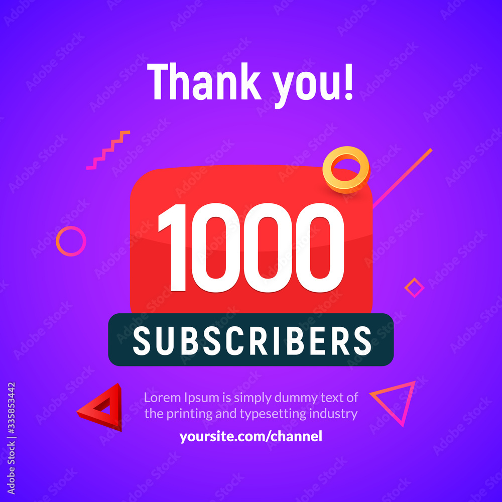1000 followers vector post 1k celebration. One thousand subscribers followers thank you congratulation.
