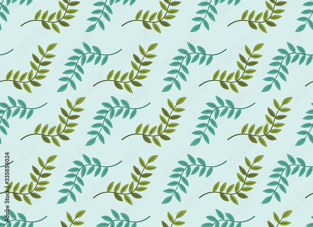 Beautiful Tropical Green Leave Seamless Pattern Design.