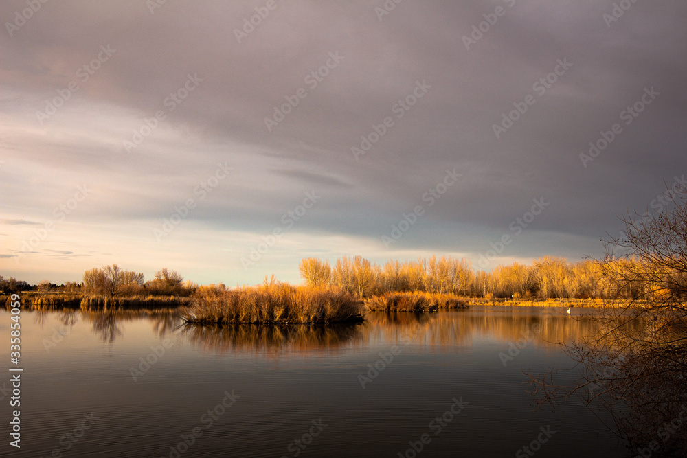 sunset over the river