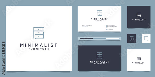 Minimalist furniture logo design interior with business card template