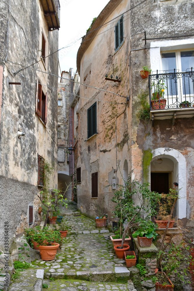 A narrow street in a small village in central Italy