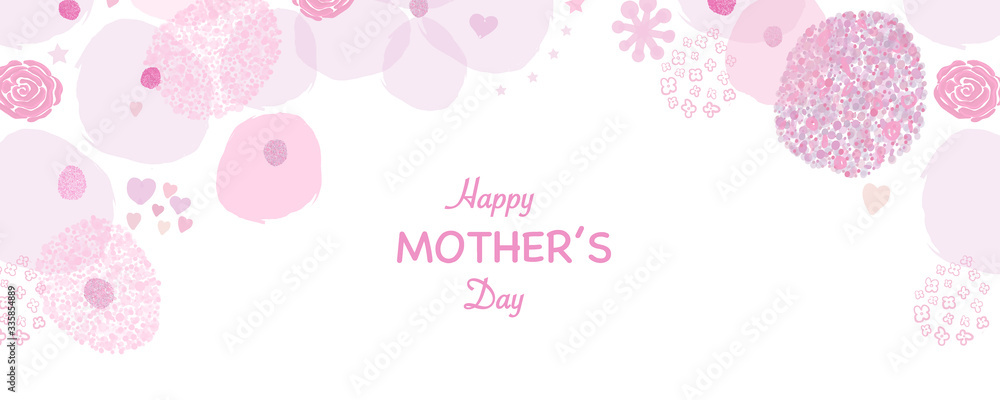 Happy Mother's Day greeting card pink abstract roses, flowers, circle. Valentine's, Birthday, Baby shower, Women's day etc banner style design vector Happy Mother's Day greeting card pink abstract roses, flowers, circle. Valentine's, Birthday, Baby shower, Women's day etc banner style design vector