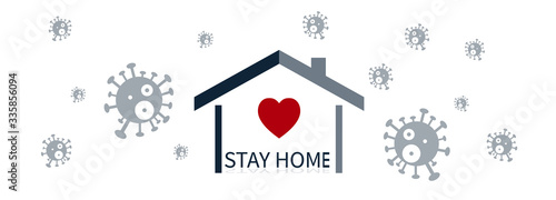 Logo Stay at home Protection campaign or measure from coronavirus, COVID-19.Quarantine precaution to stay safe from Coronavirus 2019.Vector concept illustration for design.