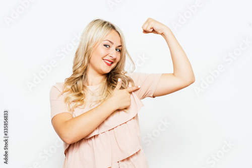 woman showing her muscles