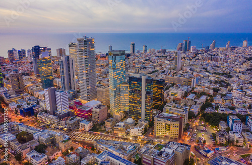 Картината върху платно Tel Aviv city center, Israel, aerial drone view