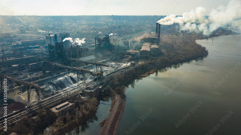 metallurgical production plant full cycle smoke from pipes bad ecology aerial metallurgical production plant full cycle smoke from pipes bad ecology aerial