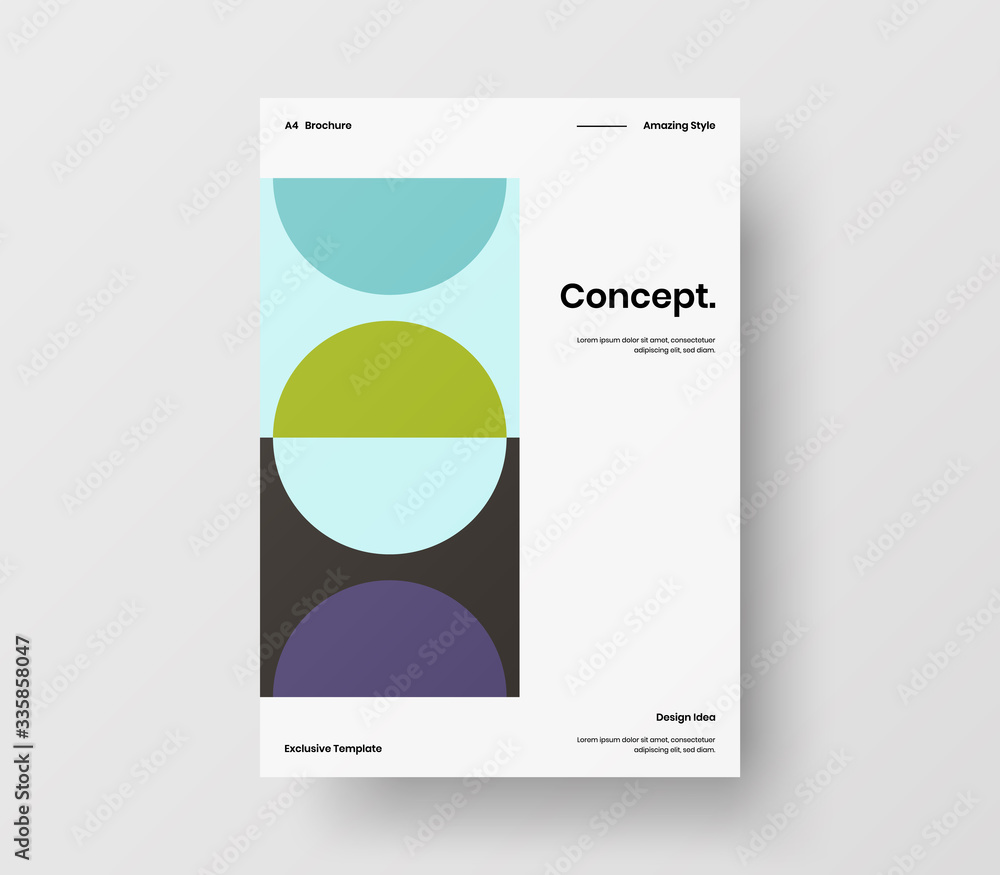 Fototapeta premium Amazing business presentation vector A4 vertical orientation front page mock up. Modern corporate report cover abstract geometric illustration design layout. Company identity brochure template.