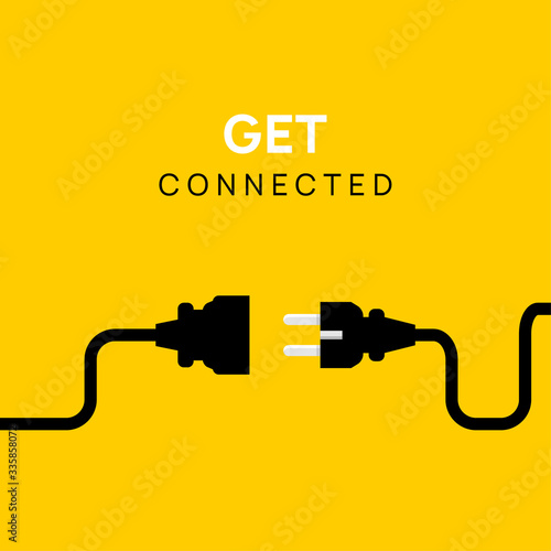 Electric Plug connect concept socket. Get connected or disconnect vector power plug cable illustration