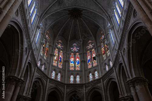 Photography of Cholet's Cathedral chancel. Chancel of a Cathedral in France, 2020.