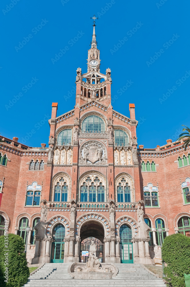 Saint Pau hospital entrance located at Barcelona, Spain