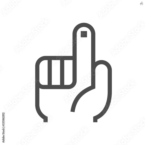 Finger prick sample collecting vector icon consist of fingertip, hand, blood drop sampling for health care, medical i.e. blood sugar glucose test.  Analysis for diabetic patient or diabetic. 48x48 px