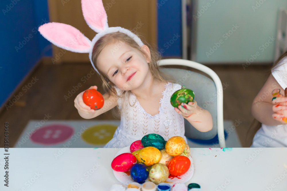 Girl paint easter eggs Girl paint easter eggs