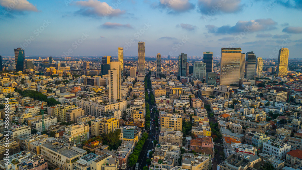 Tel Aviv city center, Israel, aerial drone view
