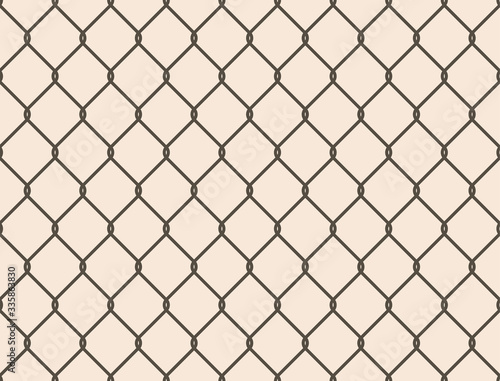 Seamless metal chain link fence. Wire vector fence pattern texture background