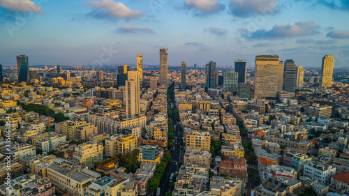 Tel Aviv city center  Israel  aerial drone view