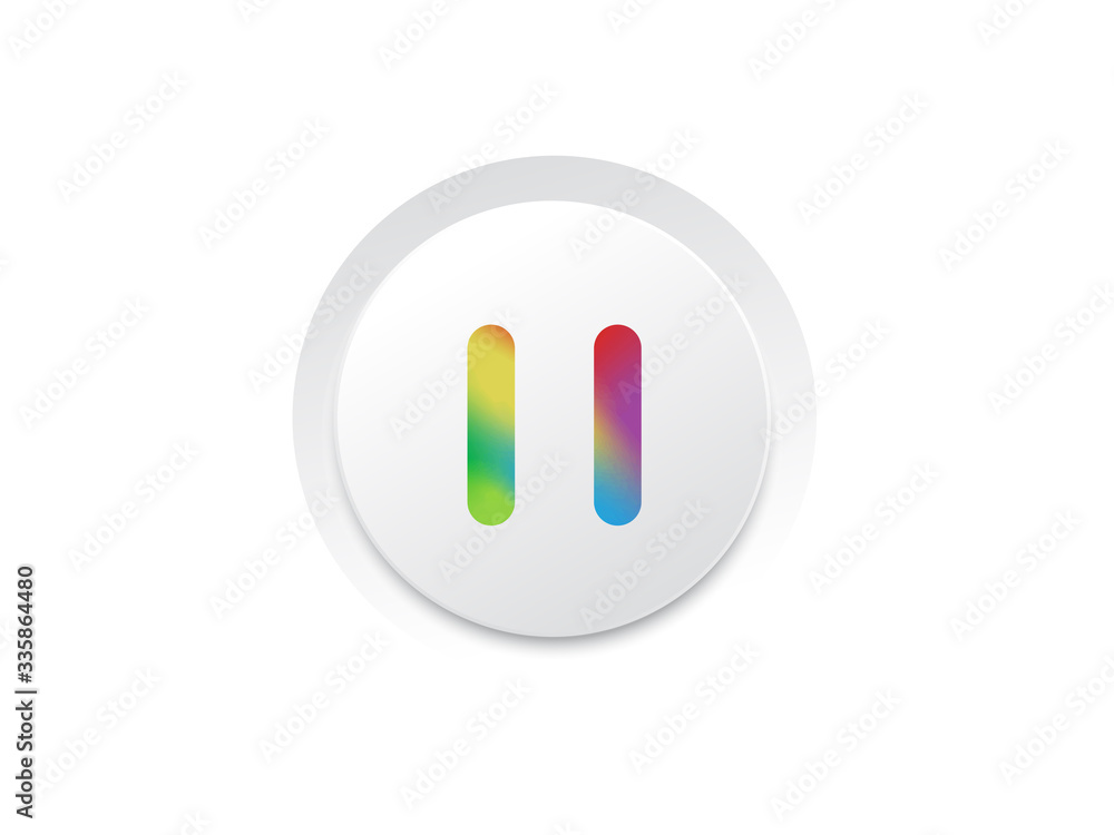 Music player pause rainbow gradient icon button Music player pause rainbow gradient icon button