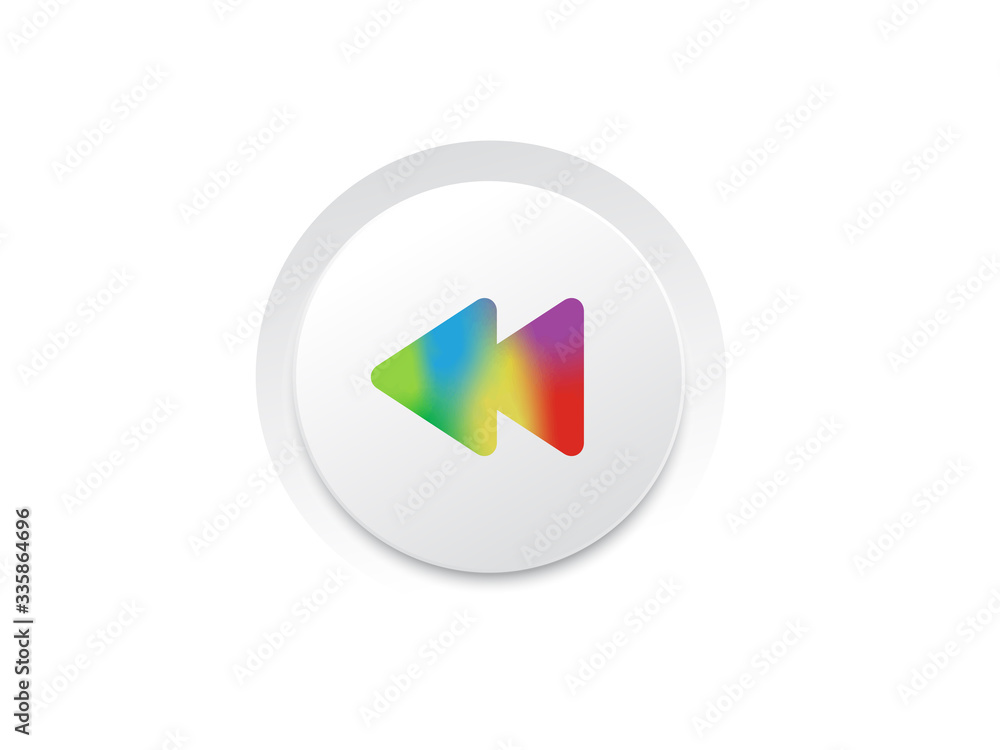 Music player rewind arrow rainbow gradient icon button Music player rewind arrow rainbow gradient icon button