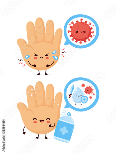 Cute human hand disinfect antiseptic