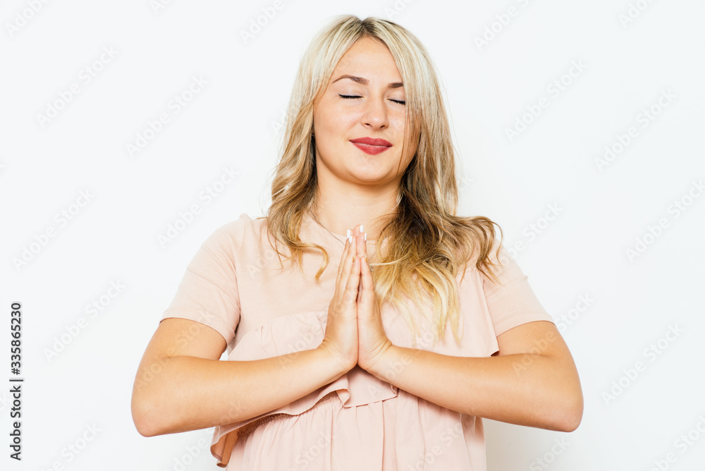 Portrait woman, eyes closed, in meditation Portrait woman, eyes closed, in meditation