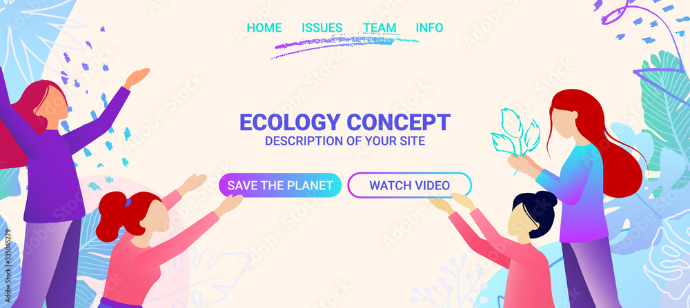 Website design save the planet vector illustration