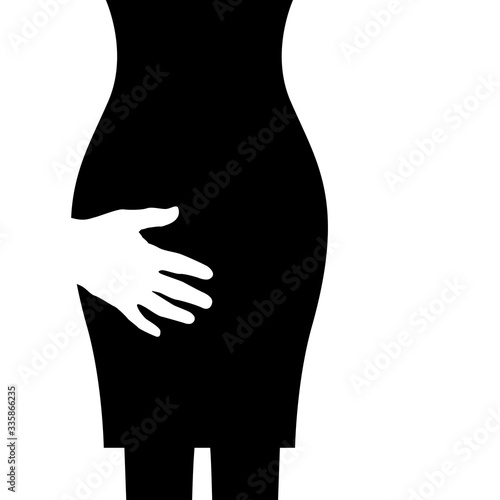 Sexual harassment violence stop poster. Sexual harassment assault woman concept