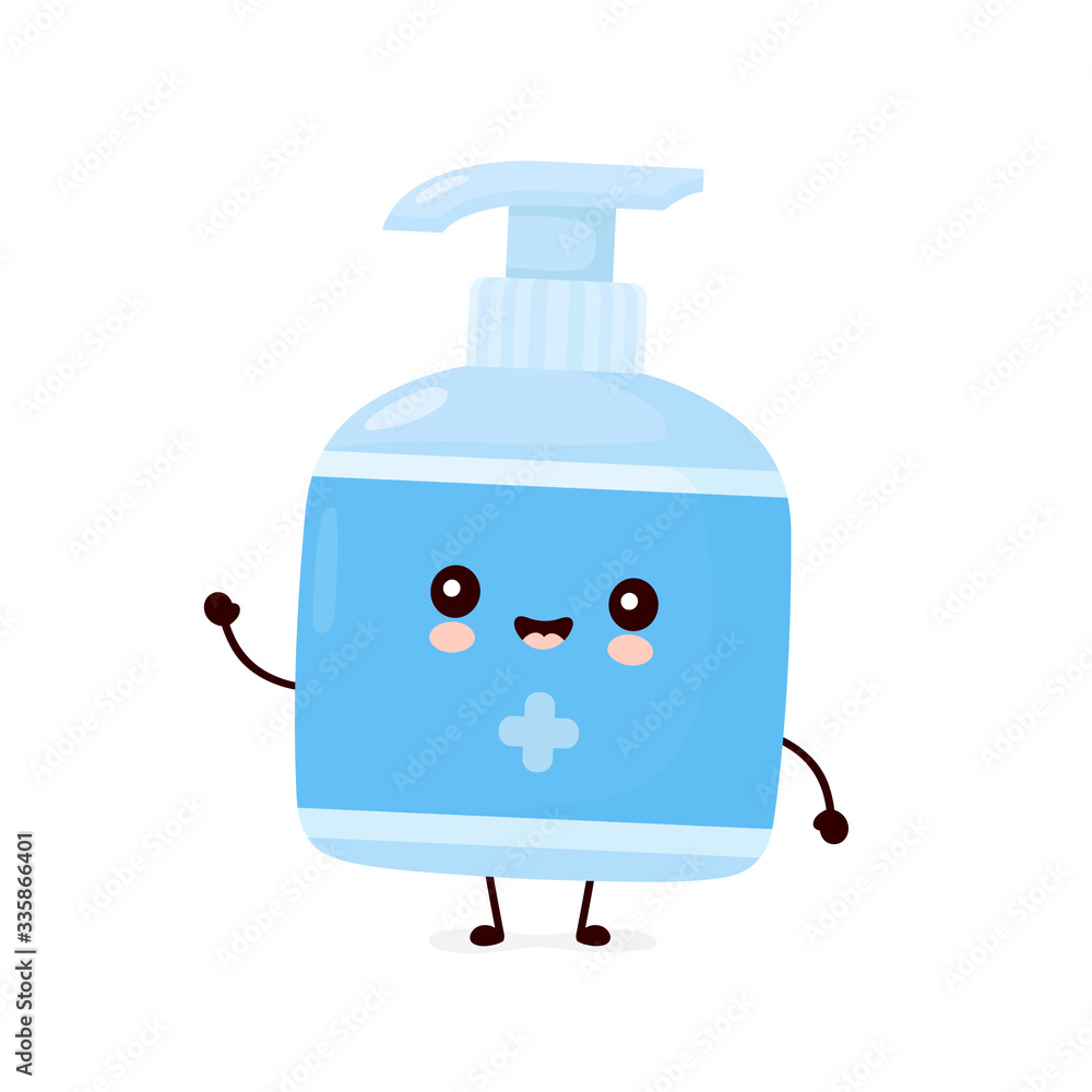 Cute happy smiling antiseptic bottle Cute happy smiling antiseptic bottle