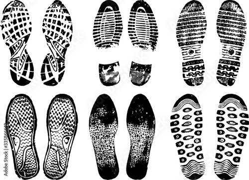 footprints stamped with black ink
