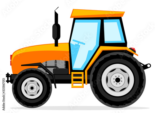Tractor close-up on a white. Agricultural machinery