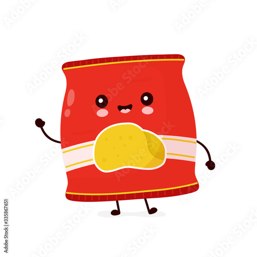 Cute happy smiling chips pack. Vector
