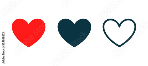 Heart vector shape love icon. Red heart set isolated abstract graphic collection symbol