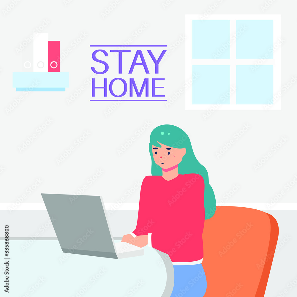 woman work from home illustration
woman work from home illustration