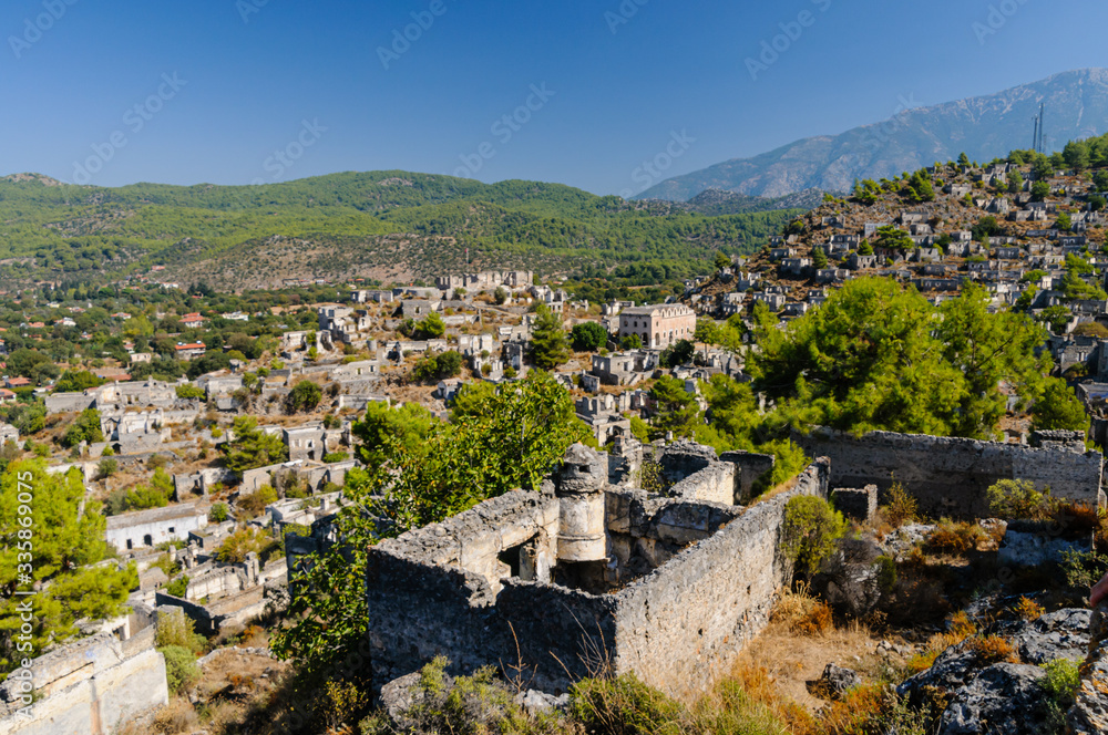 Ruins at the former Greek village of Kayakoy in Turkey, abandoned 1922, now a museum and also known as the Ghost Town.