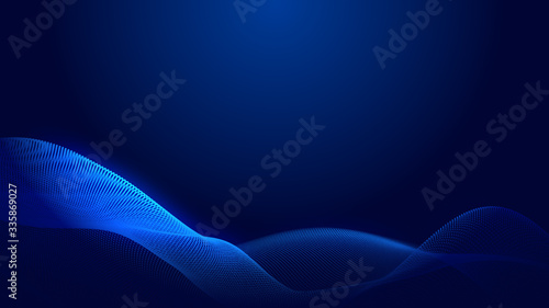 Dot blue wave light screen gradient texture background. Abstract technology big data digital background. 3d rendering.