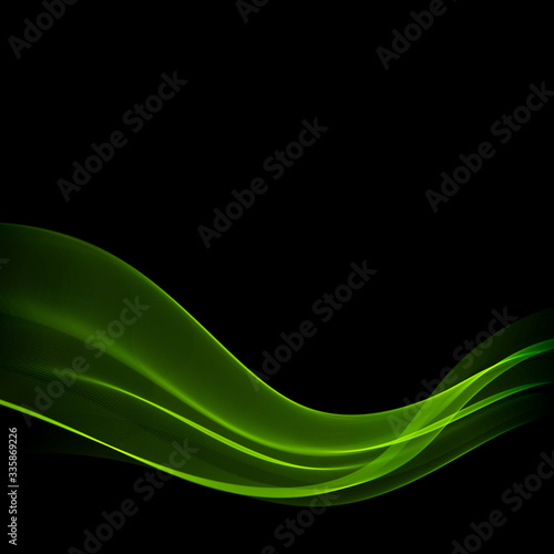 Abstract green wave on black background. Vector illustration EPS10