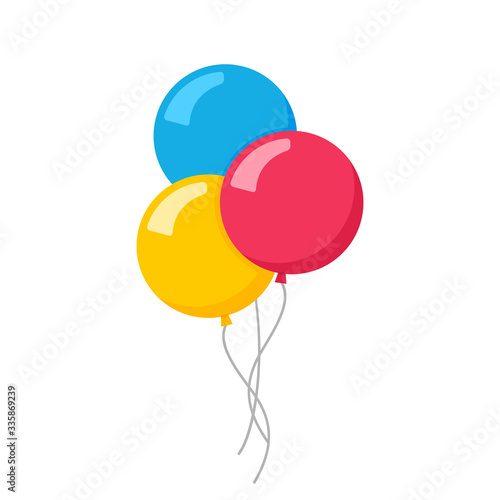 Vector flat balloon birthday icon illustration party design. Balloon cartoon bunch background