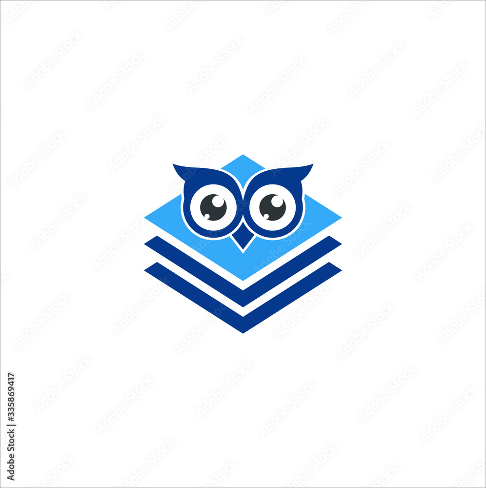 Smart owl education icon logo design template