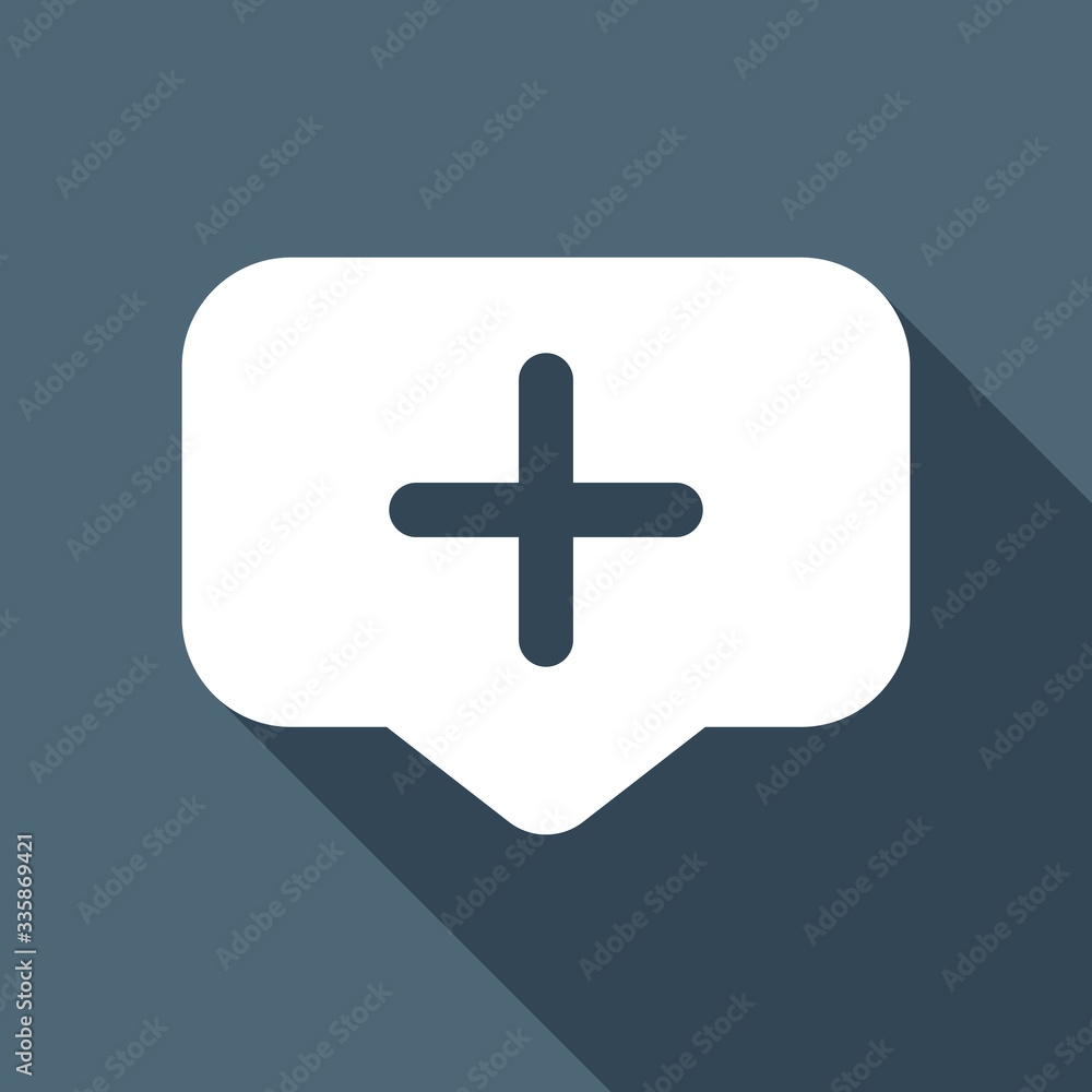 Plus in notification cloud, sign of add or reminder, social icon Plus in notification cloud, sign of add or reminder, social icon