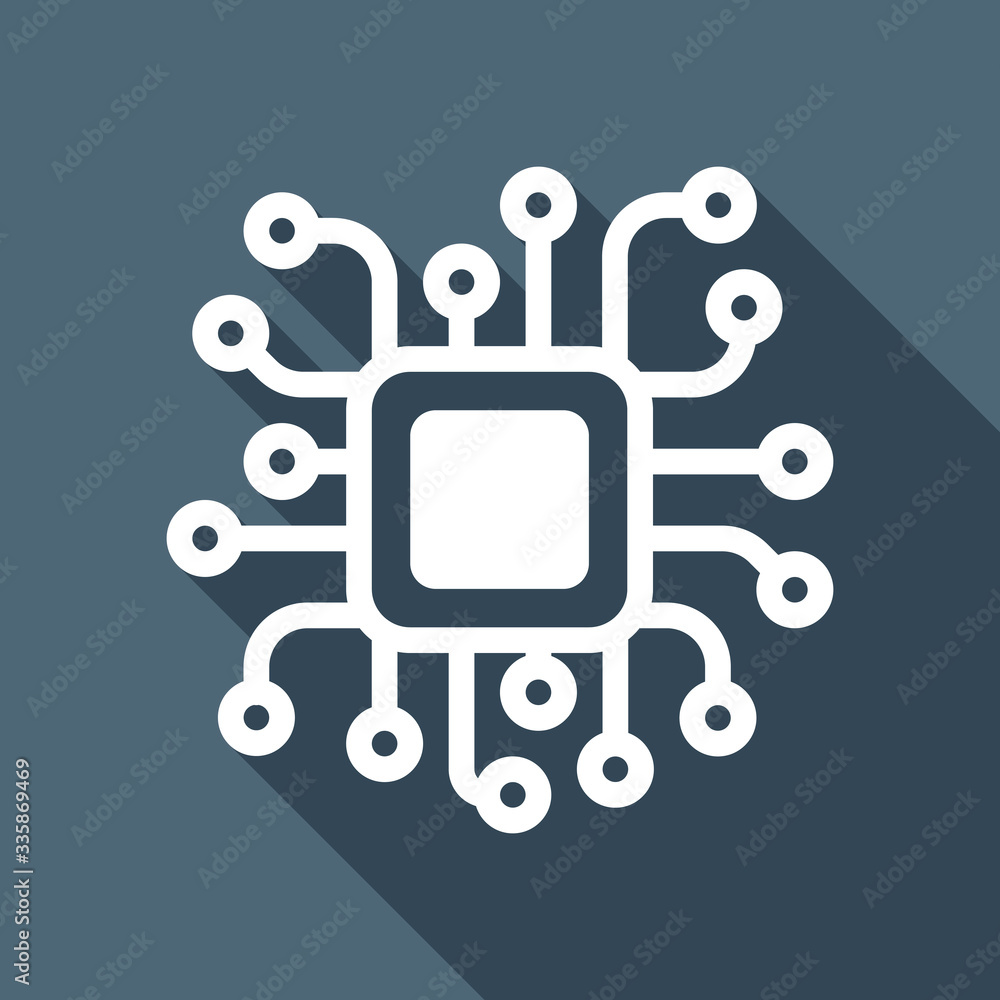 Processor chip, computer microchip, cpu chipset. Technology icon Processor chip, computer microchip, cpu chipset. Technology icon