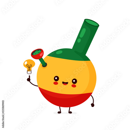 Cute happy smiling bong with light bulb