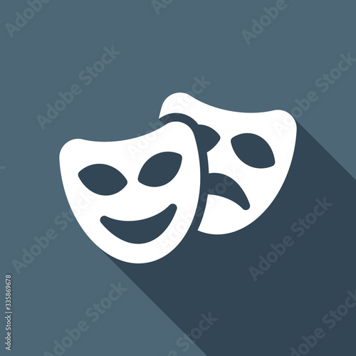 Fotografie, Obraz Smile and sad masks, comedy and drama theater, opposite emotions