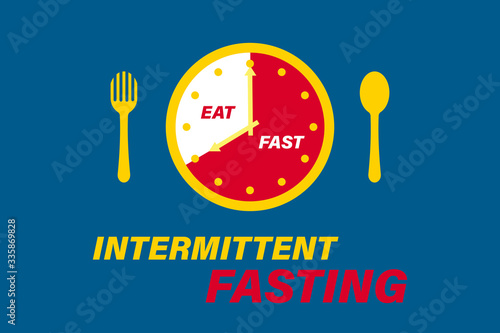 Clock, fork and spoon for Intermittent fasting concept