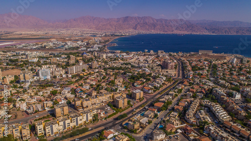 Cuadro en lienzo Eilat, Israel, aerial drone view