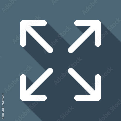 Arrows of four directions, linear icon. White flat icon with lon