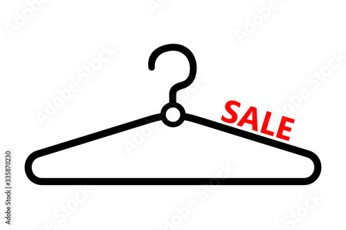 Hanger symbol with sale letter. Clothes hanger modern vector isolated on white background. Logo vector illustration design.